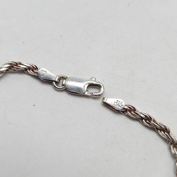 Sterling Silver Twisted Rope Chain Bracelet With Lobster Clasp 7.75 inch - Picture 4 of 6